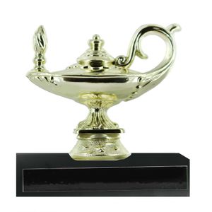 3-3/4 INCH HEIGHT LAMP OF LEARNING ON A BLACK MARBLE BASE