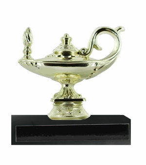 3-3/4 INCH HEIGHT LAMP OF LEARNING ON A BLACK MARBLE BASE
