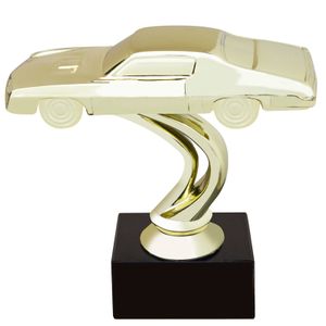 3-3/4 INCH STOCK CAR GOLD FIGURE ON BLACK MARBLE BASE