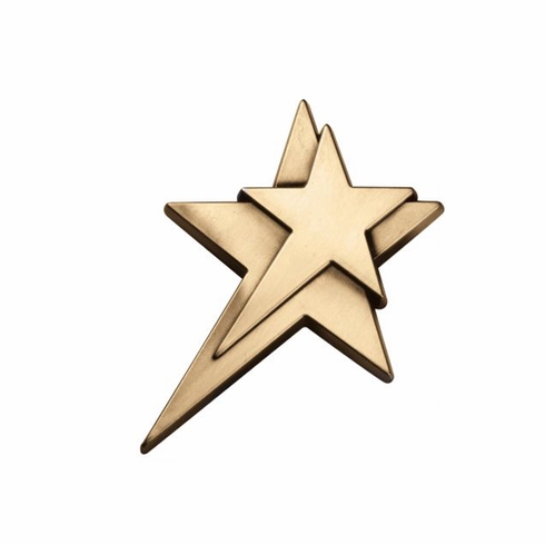 3-3/4" x 4" SMALL DOUBLE STAR ANTIQUE BRASS DIE CAST PLAQUE MOUNT