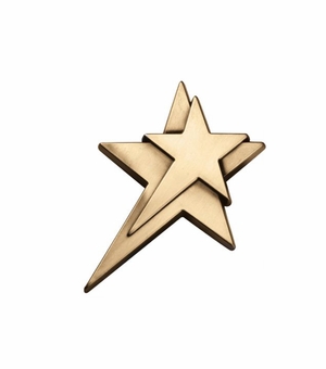 3-3/4" x 4" SMALL DOUBLE STAR ANTIQUE BRASS DIE CAST PLAQUE MOUNT