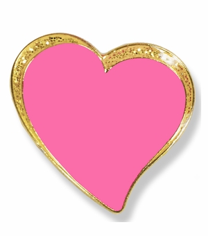 3/4 INCH SPARKLE MODERN PINK HEART LAPEL PIN
