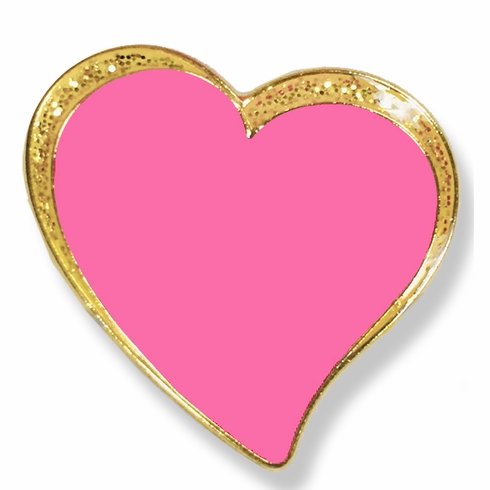 3/4 INCH SPARKLE MODERN PINK HEART LAPEL PIN