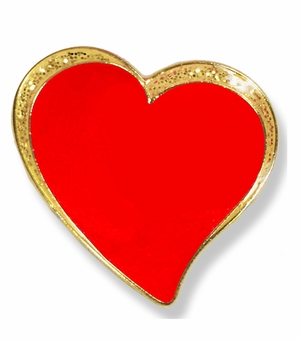 3/4 INCH SPARKLE MODERN RED HEART LAPEL PIN