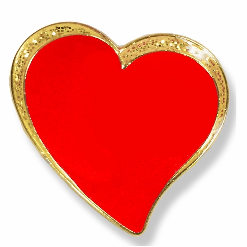 3/4 INCH SPARKLE MODERN RED HEART LAPEL PIN