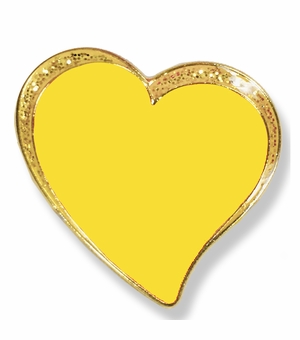 3/4 INCH SPARKLE MODERN YELLOW HEART LAPEL PIN