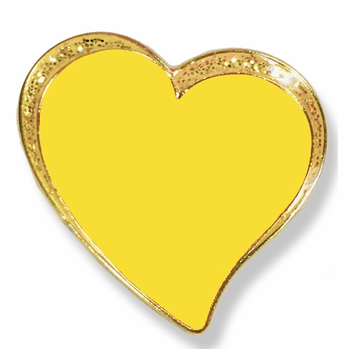 3/4 INCH SPARKLE MODERN YELLOW HEART LAPEL PIN