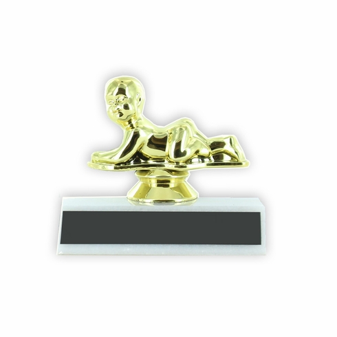 3 INCH CRAWLING BABY TROPHY ON WHITE PLASTIC BASE