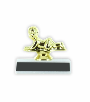 3 INCH CRAWLING BABY TROPHY ON WHITE PLASTIC BASE