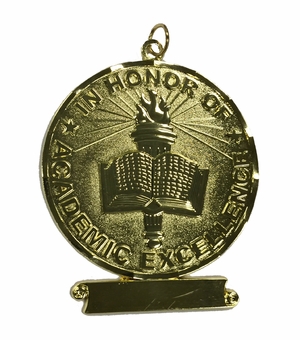 3 Inch Excellence Sculptured Medal in Bright Gold