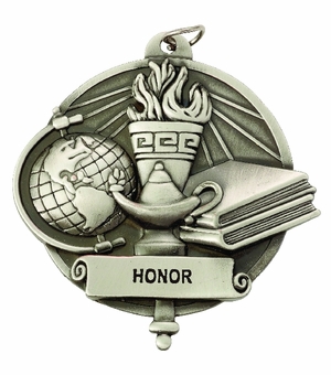 3 Inch Scholastic Sculptured Medal in Silver
