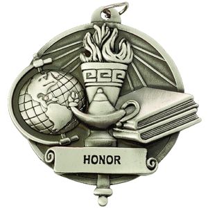 3 Inch Scholastic Sculptured Medal in Silver