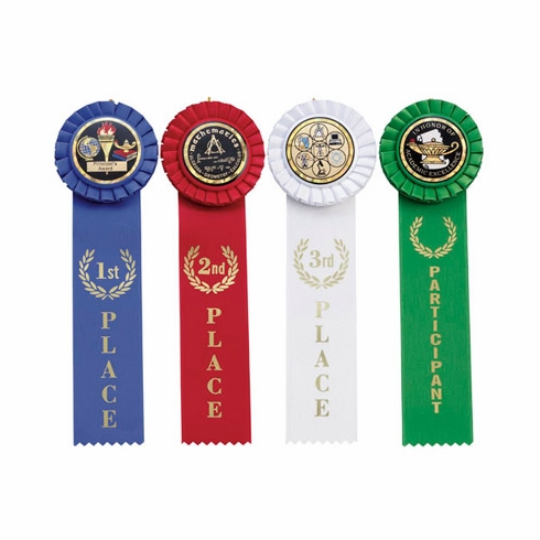 3 INCH STOCK ROSETTE, 2 INCH MYLAR