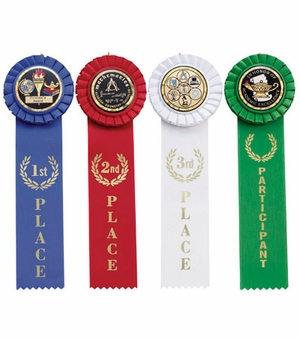 3 INCH STOCK ROSETTE, 2 INCH MYLAR