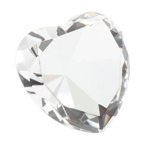 3 x 1-3/4 INCH OPTICAL CRYSTAL FACETED HEART PAPERWEIGHT
