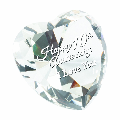 3 x 1-3/4 INCH OPTICAL CRYSTAL FACETED HEART PAPERWEIGHT