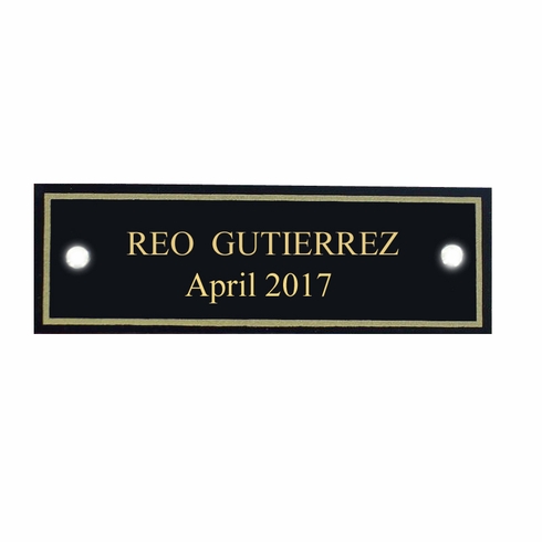 3 X 1 INCH BLACK ALUMINUM SCREENED GOLD BORDER PERPETUAL PLAQUE PLATE