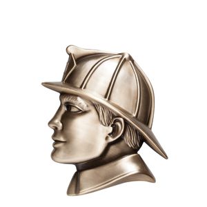 3" x 3-3/4" SMALL FIREMAN HEAD ANTIQUE BRASS DIE CAST ZINC PLAQUE MOUNT