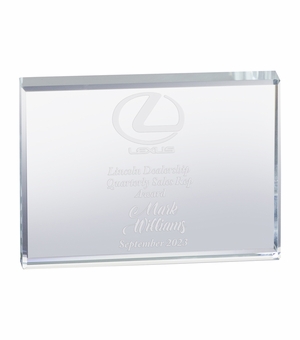 3 x 4 Inch Glass Rectangle Paperweight with Beveled Edges