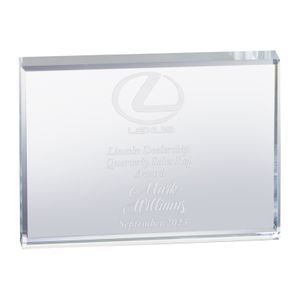 3 x 4 Inch Glass Rectangle Paperweight with Beveled Edges