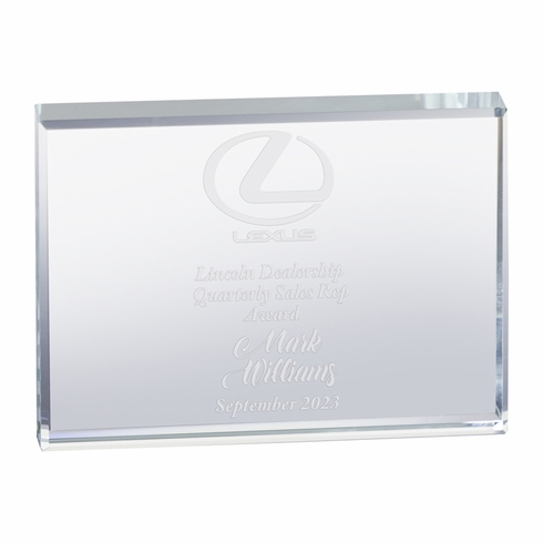 3 x 4 Inch Glass Rectangle Paperweight with Beveled Edges