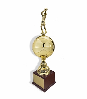 30 INCH LARGE GOLD BASKETBALL TROPHY WITH MALE BASKETBALL FIGURE