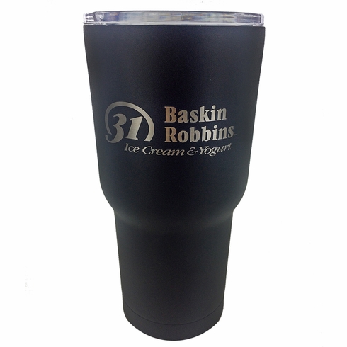 30 OZ. BLACK STAINLESS STEEL TRAVEL MUG