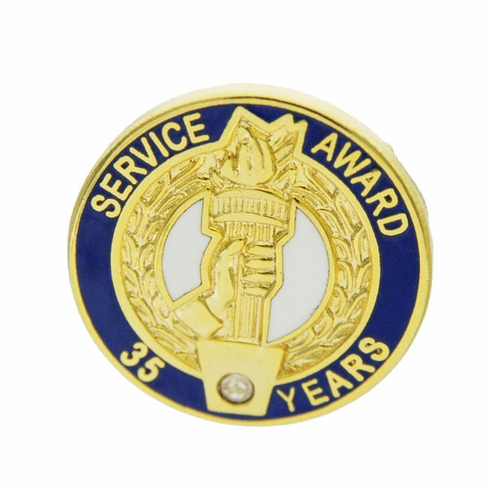 35 YEARS OF SERVICE AWARD PIN WITH SWAROVSKI CRYSTAL