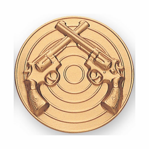 2-Inch in Diameter Round Metal Revolver Themed Stamped Insert in Gold