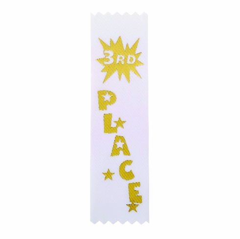 3RD PLACE 1-5/8 X 6 WHITE STOCK RIBBON