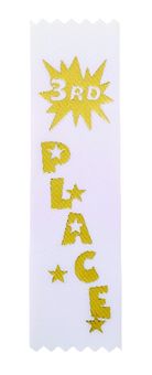 3RD PLACE 1-5/8 X 6 WHITE STOCK RIBBON
