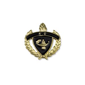 1 INCH WREATH WITH LAMP OF LEARNING 4.0 LAPEL PIN