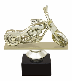 4-1/2 INCH CHOPPER GOLD FIGURE ON BLACK MARBLE BASE