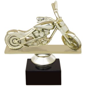 4-1/2 INCH CHOPPER GOLD FIGURE ON BLACK MARBLE BASE