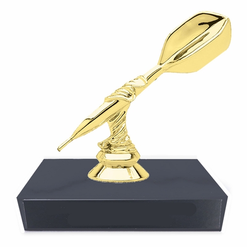4-1/2 INCH DART TROPHY ON BLACK MARBLE BASE