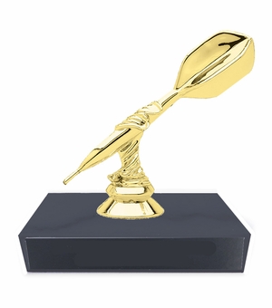 4-1/2 INCH DART TROPHY ON BLACK MARBLE BASE