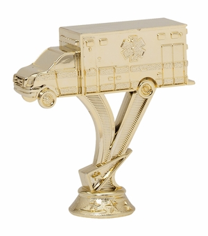 4-1/2 INCH GOLD PLASTIC AMBULANCE TROPHY FIGURE