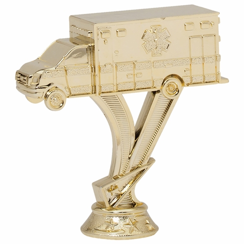 4-1/2 INCH GOLD PLASTIC AMBULANCE TROPHY FIGURE