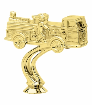 4-1/2 INCH GOLD PLASTIC FIRE ENGINE TROPHY FIGURE