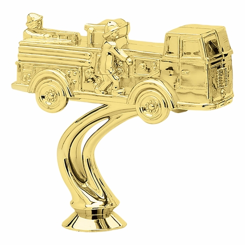 4-1/2 INCH GOLD PLASTIC FIRE ENGINE TROPHY FIGURE