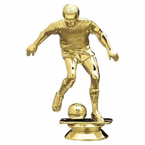 4-1/2 INCH GOLD PLASTIC MALE SOCCER PLAYER TROPHY FIGURE