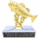 4-1/2 INCH HEIGHT BASS FISH TROPHY ON WHITE MARBLE BASE
