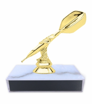 4-1/2 INCH HEIGHT DART FIGURE TROPHY ON A WHITE MARBLE BASE