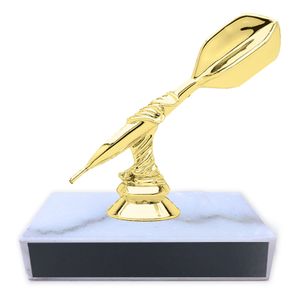 4-1/2 INCH HEIGHT DART FIGURE TROPHY ON A WHITE MARBLE BASE