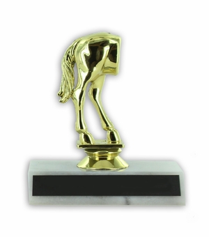 4-1/2 INCH HORSE REAR TROPHY ON WHITE PLASTIC BASE