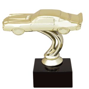 4-1/2 INCH MUSTANG GOLD FIGURE ON BLACK MARBLE BASE