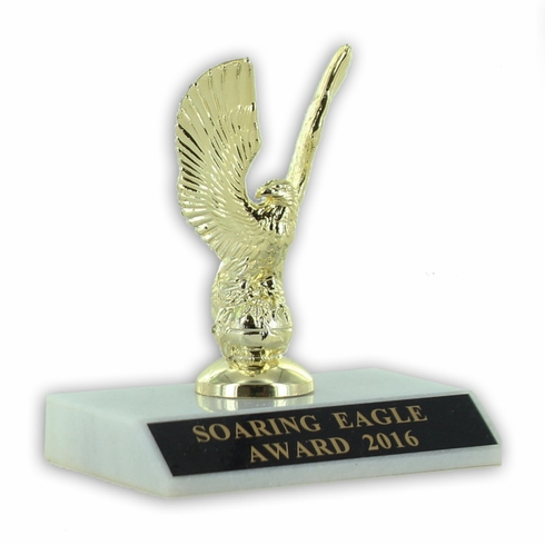 4-1/2 INCH SOARING EAGLE TROPHY ON WHITE PLASTIC BASE