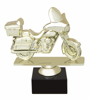 4-1/2 INCH TOURING GOLD FIGURE ON BLACK MARBLE BASE