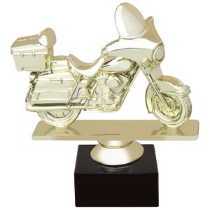 4-1/2 INCH TOURING GOLD FIGURE ON BLACK MARBLE BASE