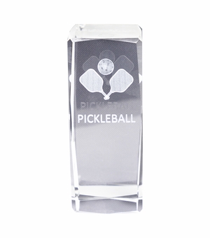 4-1/2 x 2 INCH OPTICAL CRYSTAL BEVELED EDGES PICKLEBALL TOWER AWARD
